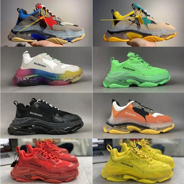 

fashion balenciaga triple s 3.0 casual shoes men women split desert grey orange wine rainbow luxury paris old dad sneaker air-cushio, White;red