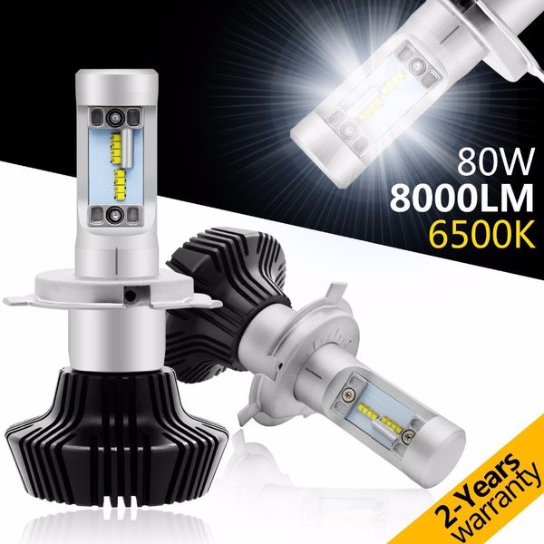 

2 * h4 h7 h11 9005 9006 led 80w 8000lm philips chip car led headlight kit hi-lo dual beam 6000k super white drl fog light bulbs