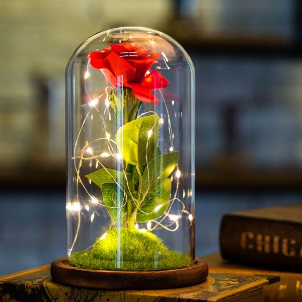 

usb led beauty rose and beast battery powered red flower string 2019 valentine's day mother's day gifts