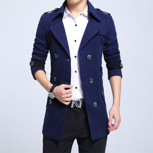 

autumn winter coat men plus size woolen men's jacket korean black mens coats overcoats man 5xl casaco masculino kj247