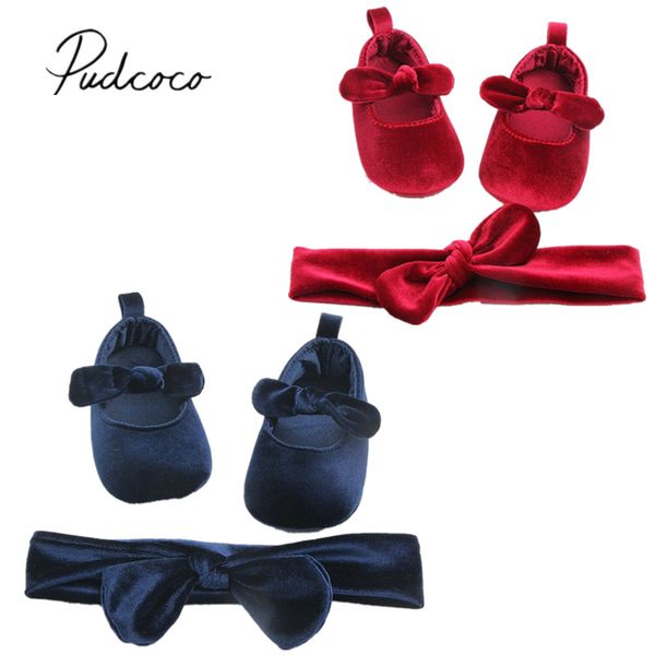 Newborn Baby Girl Soft Princess Velvet Crib Shoes Anti-slip Sneaker Prewalker