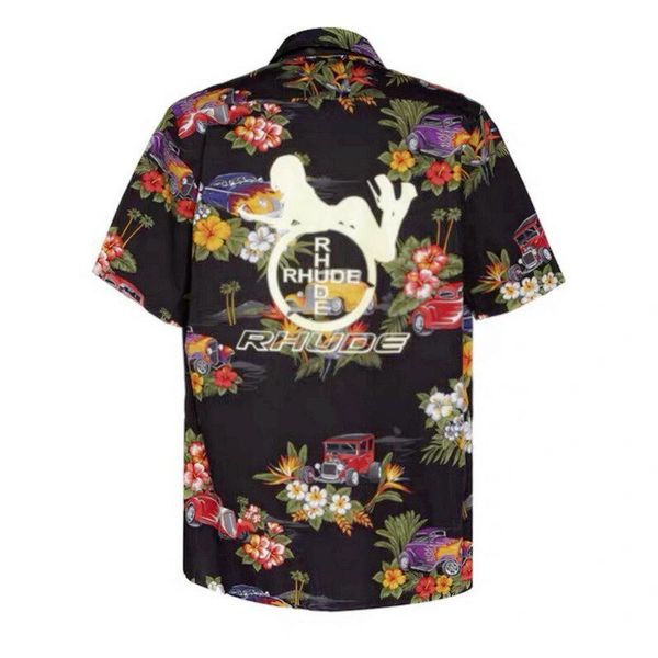 

19ss short sleeve hc holiday tee hawaiian flower shirt women printing men women summer beach vintage casual fashion, White;black
