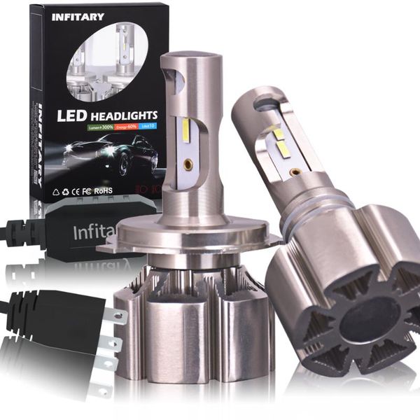 

infitary 6500k zes-1860 chip air алюминиевый радиатор без вентилятора h4 h7 led canbus h1 h11 h3 h13 h27 9005 12v лампа автомобильных фар