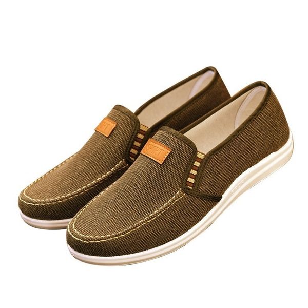 

2019 spring new canvas men's old beijing men's shoes fashion breathable shallow mouth a pedal solid color casual shoes, Black