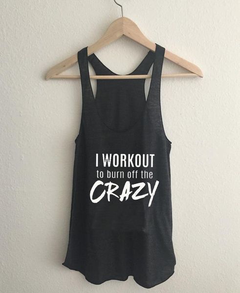 

vest i workout to burn of the crazy women tank letter print summer cotton funny casual sleeveless tee, White