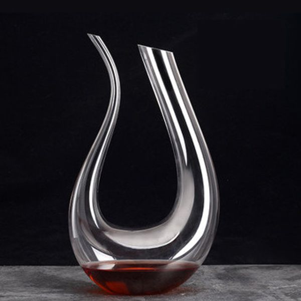 

eco-friendly 1200ml u-shaped glass horn wine decanter party wine pourer red beer carafe aerator barware bar tool gift