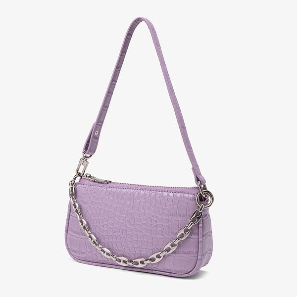 

new simple design canvas women's solid color leather handbag underarm bag shoulder messenger bag green purple