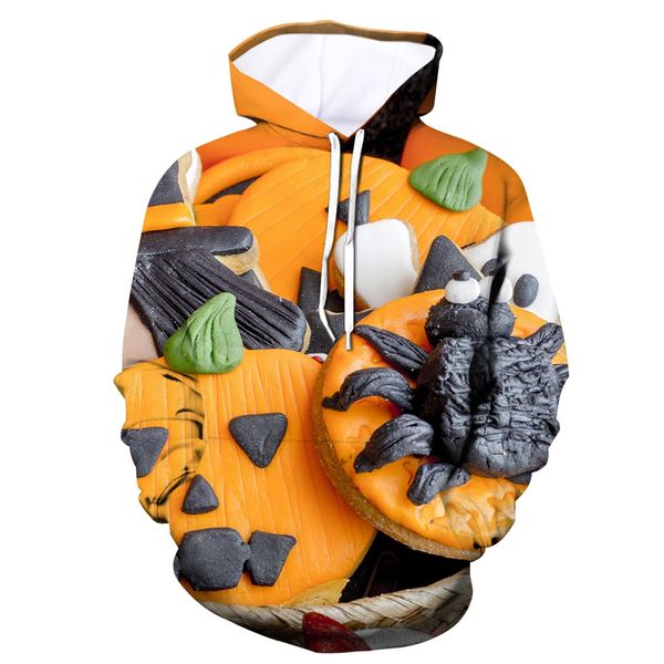 

2019 long sleeve hoodie streetwear plus size men scary halloween pumpkin 3d print hooded sweatershirts sudadera con capucha#50, Black