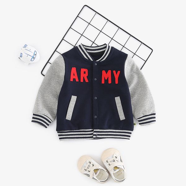 

boys and girls' baseball jacket long sleeve children's jacket in spring, Blue;gray