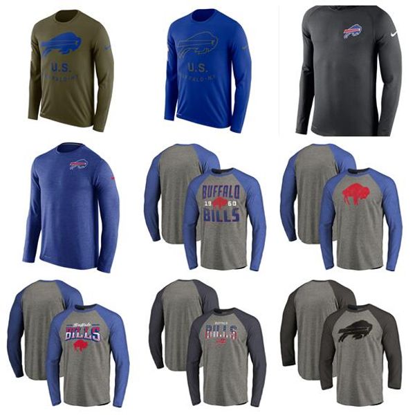 

2019 buffalo men salute to service sideline legend performance long sleeve t-shirt - olive bule gray, Blue;black