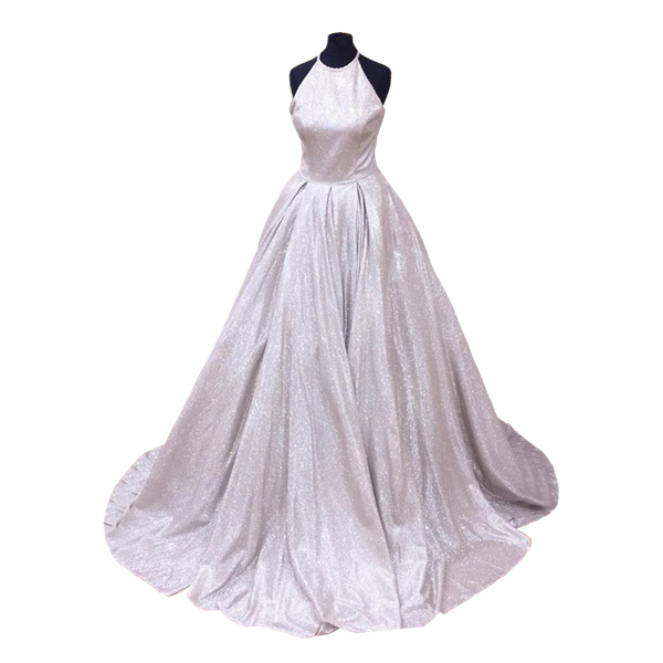 

sparkly halter prom dresses 2020 zipper up back a-line long evening dress glittery prom gown for party vestido de festa, White;black
