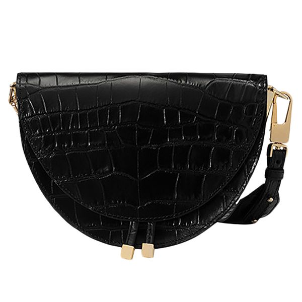

saddle bag animal print alligator leather bag round handbag women vintage half moon bags new ins fashion black