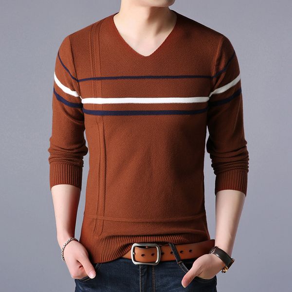 

in the spring of 2020 the new men's striped sweater sets youth v-neck spell color joker render a thin sweater, White;black
