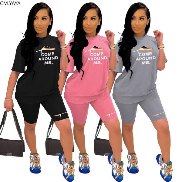 

2020 лето женщины две пьесы набор zipper костюмы отверстие o-образным вырезом топы + шорты костюмы sexy night joggers письмо печать наряды g, White