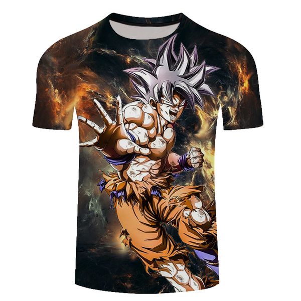 

new animation cool goku 3d printed short sleeve harajuku t-shirt classic anime dragon ball z super casual t shirt tees, White;black