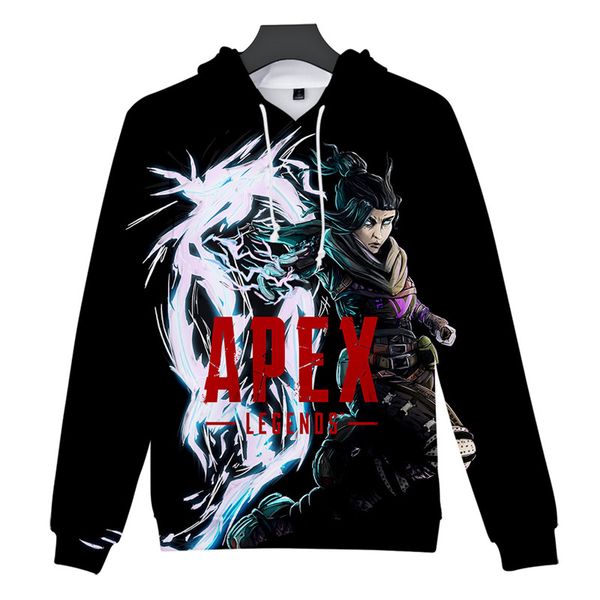 

2019 new men's long-sleeved hooded sweatshirt apex legends round neck drawstring sweatshirt men's long-sleeved casual, Black