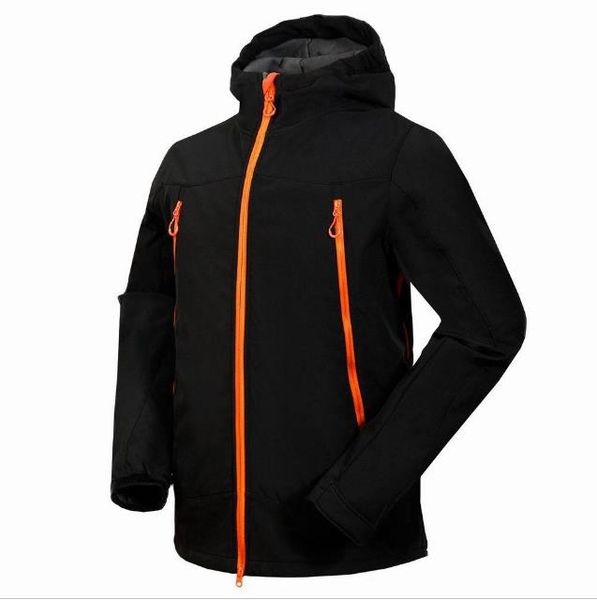 

men softshell jackets hoodies waterproof windproof outdoors sports coat fleece softshell jacket, Black;brown