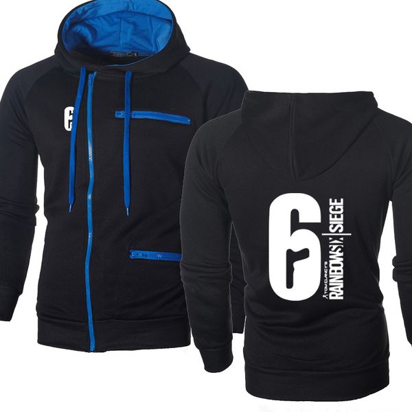 

spring autumn jacket men rainbow six siege sweatshirt fleece wram zipper hoodies hoodie hip hop harajuku male clothing, Black;brown