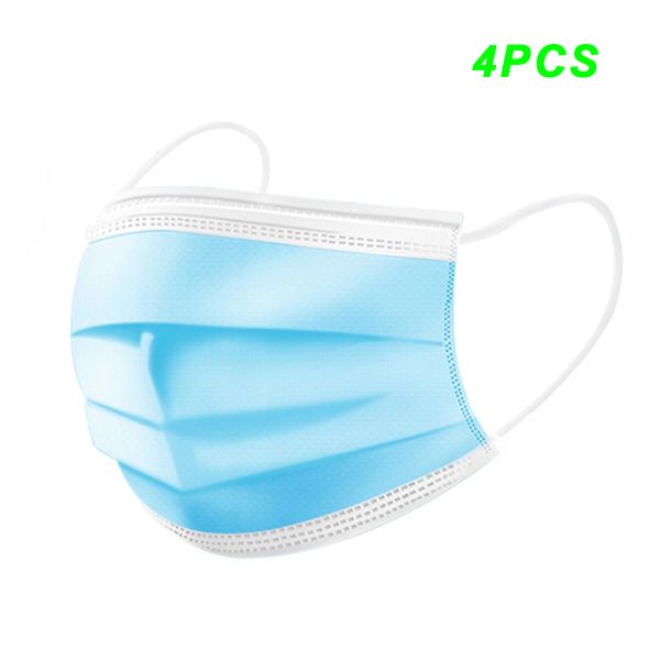

4PCS Disposable 3-Layer Mask Non-woven Fiber Fabric Breathable Face Mask Anti Dust Flexible Earloop Mouth Sanitary Mask