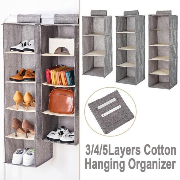 

3/4/5layers foldable wardrobe hanging storage bag cotton clothes organizer interlayer drawer type storage pouch closet container