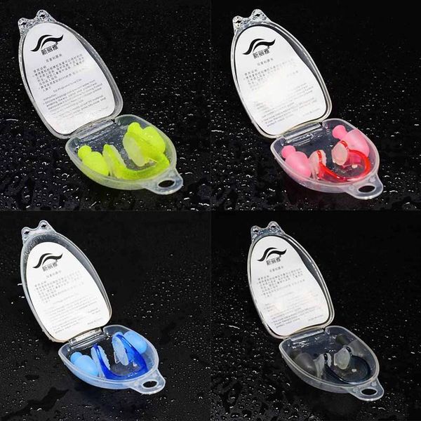 

3 pcs/set men women clear blue pvc silicone swim swimming ear nose clip set