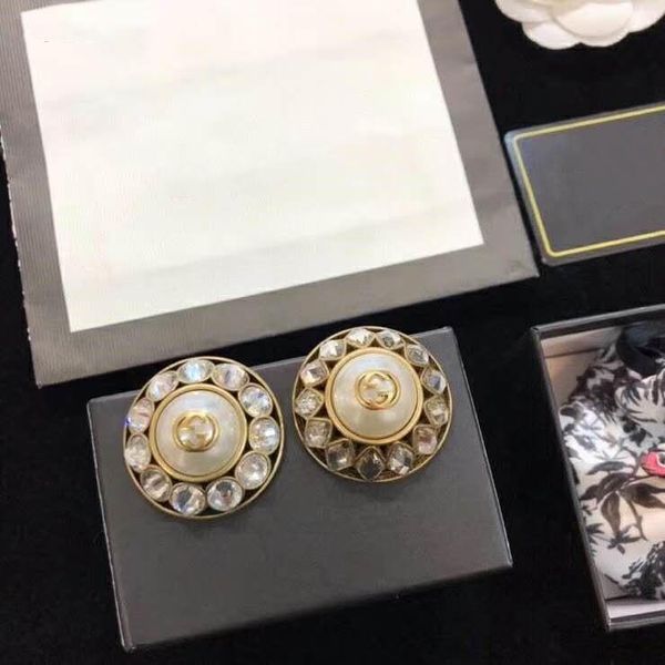 

new retro diamond fashion personality designer earrings luxury designer jewelry women earrings, Golden