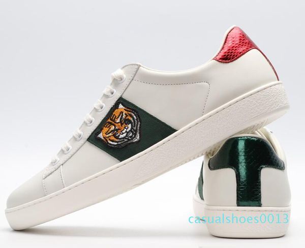 

с коробкой 2019 мода полосы зеленый красный вышитый кроссовки ace черный натуральная кожа мужчины женщины повседневная обувь дизайнерские c1, Black