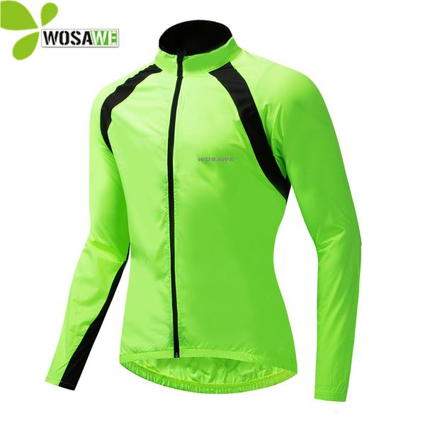 

wosawe green ultralight cycling jacket men water repellent cycle windbreaker high visibility outdoor sports bike rain coat s-2xl, Black;white