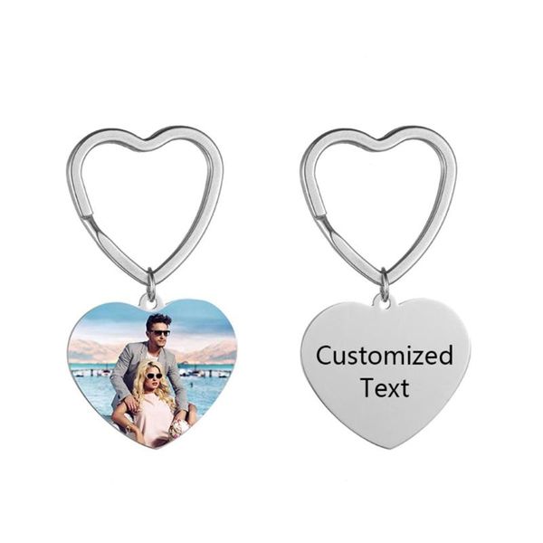 

personalized keychain custom name p key chain charms letter baby picture heart pendant jewelry for women man couple gift, Silver