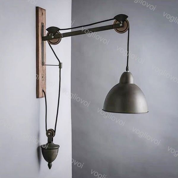 

wall lamps american rural nostalgic industrial style individual creativit e27 long arm solid wood for cafe restaurant barrel bar dining dhl