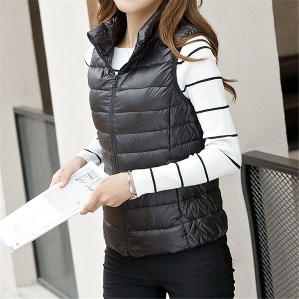 

winter siyu 2019 women's thin down feather vest tank women's lightweight down jacket plus-sized, Black;white