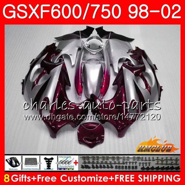 

body for suzuki katana gsxf 750 600 gsxf600 98 99 00 01 02 2hc.0 gsx750f gsx600f gsxf750 1998 1999 2000 2001 2002 fairing kit new wine red