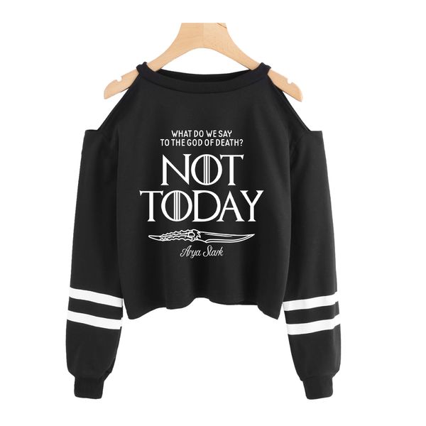 

not today fashion cropped sweatshirt women off shoulder long sleeve sweatshirts 2019 harajuku casual streetwear clothes, Black