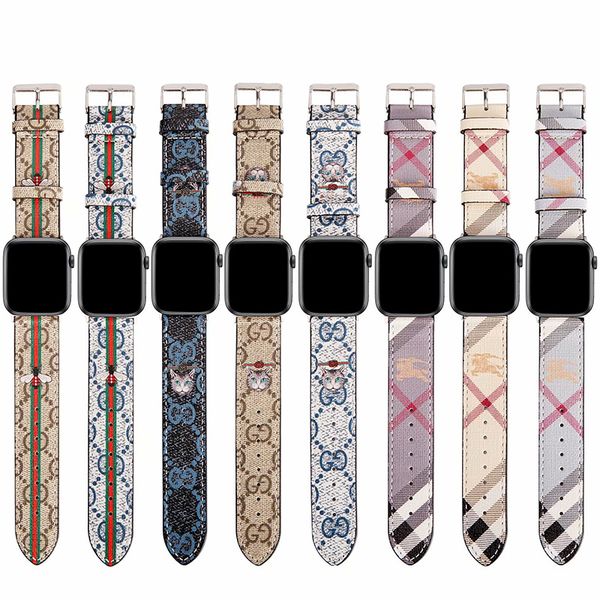 

роскошный apple watch band 38/40/42/44 мм регулируемая нейтральная модная кожа с дизайнерским рисунком iwatch ремешок для apple watch 54321, Black;brown
