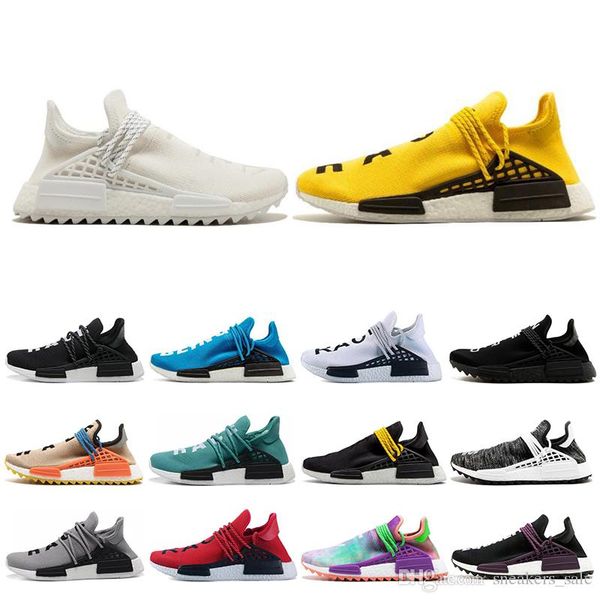 

designer human race hu trail pharrell williams men running shoes nerd black cream orange red mens trainer sports runner sneakers size 36-47