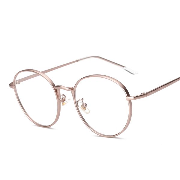 

women eyeglasses brand designer oval rose alloy frame print women optical clear len glasses eyeglasses frames for man, Silver