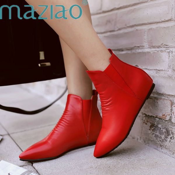 

pointed toe pleated women boots height increasing shoes platform woman autumn winter shoes sweet low heels ankle boots maziao, Black