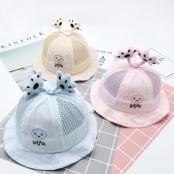 

toddler baby boys girls summer hat fashion cartoon cloud print sun protection hat sunscreen sunhat cap casquette enfant, Yellow