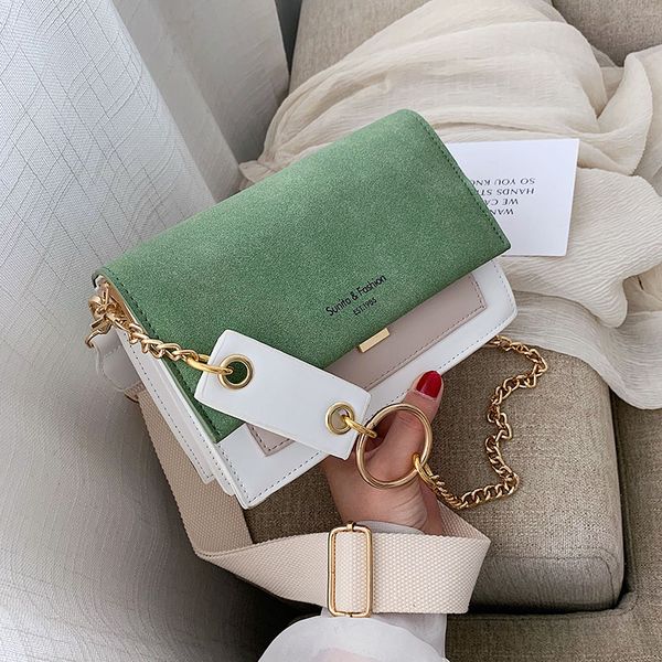 

scrub leather contrast color crossbody bags for women 2019 chain messenger shoulder bag ladies purses and handbags cross body