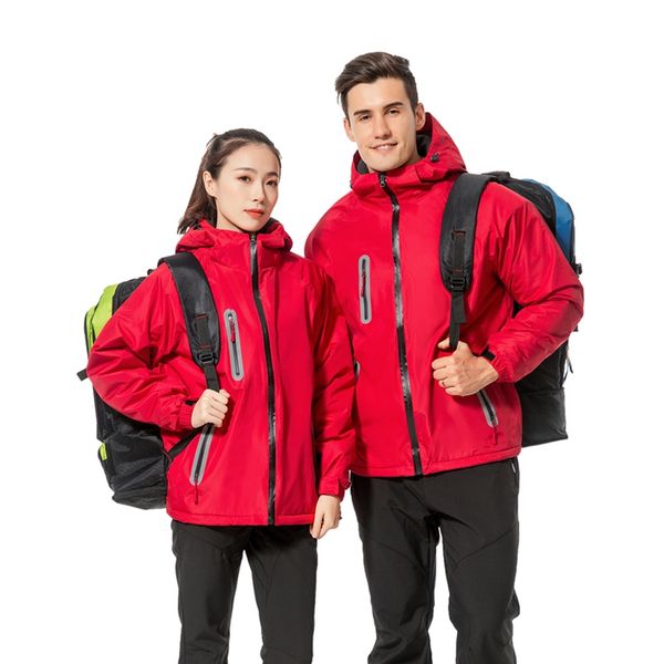 

new winter thermal hiking jacket men women waterproof windbreaker climbing thick hiking jackets camping trekking rain coat, Blue;black