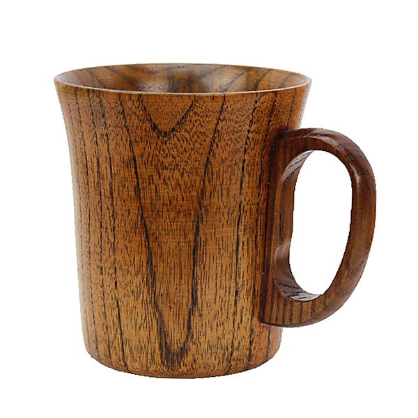 

wooden mug beer water cup vintage coffee with handle handmade safe