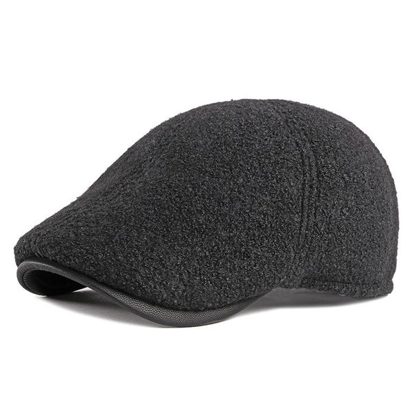 

beret men's middle-aged and elderly peaked cap outdoor autumn and winter plus velvet thick ear protection forward hat, Blue;gray