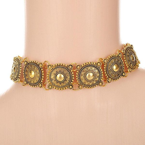 

women retro exaggerated collar chain alloy necklace 5cm/2.0inch party, daily wear, etc jewelry gift, Golden;silver