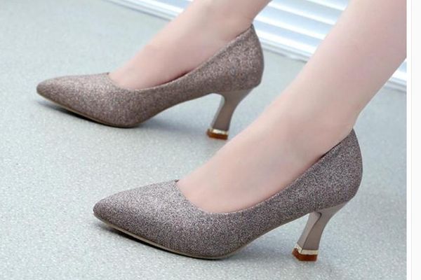 

women's shoes in spring and autumn high coarse heel pointed end @69, Black