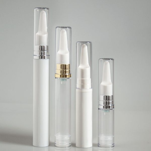 

5ml 10ml 15ml airless bottle plastic gold silver white cosmetic container travel emulsion press pump bottle f3811