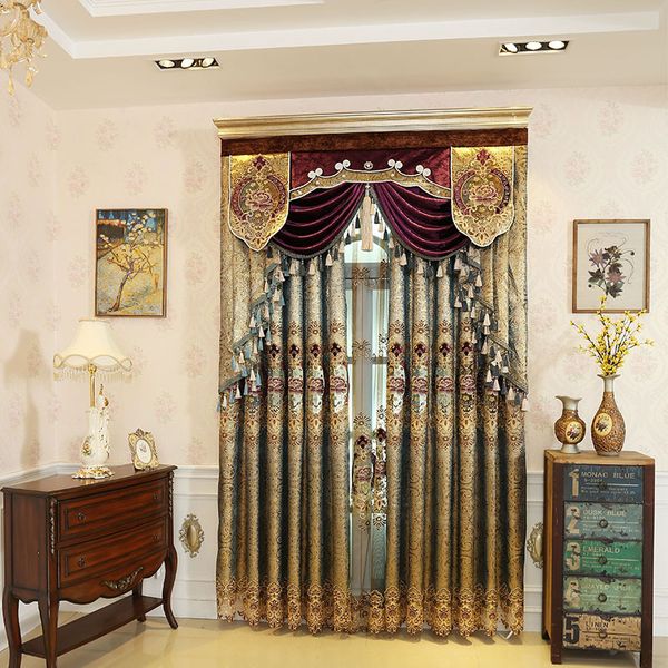 

european water-soluble embroidery shading curtains for living dining room bedroom