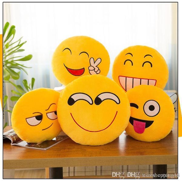 

8-12cm cute emoji smiley plush pendants cartoon facial qq expression cushion pillows embroidered yellow round emoji stuffed plush toy dolls