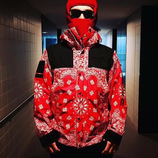 

thenf x box logo brand bandana mountain parka jackets waterproof hip hop high street coatfashion men women couple outerwear, Black;brown