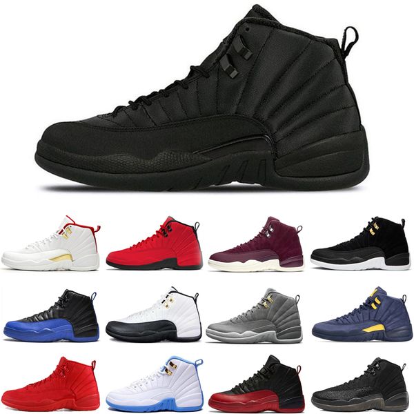 

discount jumpman 12 12s dark grey men basketball shoes reverse taxi game royal flu game red white mens trainers sports sneakers size 7-13