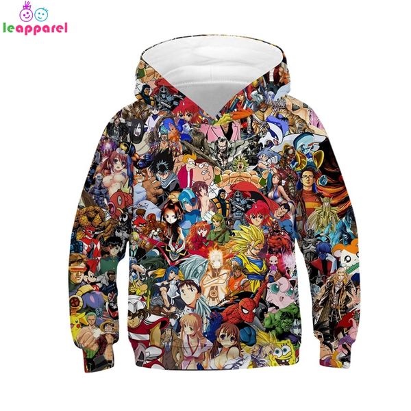 

new cartoon anime girls boys hoodies 2019 kids hooded sweatshirt children autumn winter casual loose clothes 3d hoodie, Black